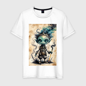 Мужская футболка хлопок с принтом Cute alien two в Екатеринбурге, 100% хлопок | прямой крой, круглый вырез горловины, длина до линии бедер, слегка спущенное плечо. | Тематика изображения на принте: 