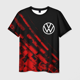 Мужская футболка 3D с принтом Volkswagen sport grunge в Екатеринбурге, 100% полиэфир | прямой крой, круглый вырез горловины, длина до линии бедер | Тематика изображения на принте: 
