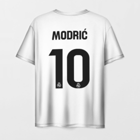 Мужская футболка 3D с принтом Модрич Реал Мадрид форма 24 25 в Санкт-Петербурге, 100% полиэфир | прямой крой, круглый вырез горловины, длина до линии бедер | Тематика изображения на принте: 