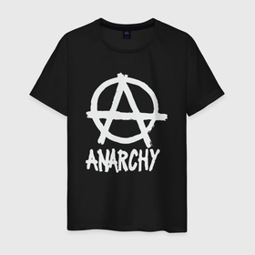 Мужская футболка хлопок с принтом Символ анархизма в Петрозаводске, 100% хлопок | прямой крой, круглый вырез горловины, длина до линии бедер, слегка спущенное плечо. | 