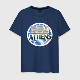 Мужская футболка хлопок с принтом Греция Афины в Новосибирске, 100% хлопок | прямой крой, круглый вырез горловины, длина до линии бедер, слегка спущенное плечо. | Тематика изображения на принте: 