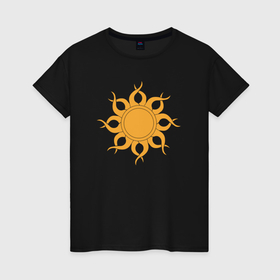 Женская футболка хлопок с принтом Солнечные лучи , 100% хлопок | прямой крой, круглый вырез горловины, длина до линии бедер, слегка спущенное плечо | 