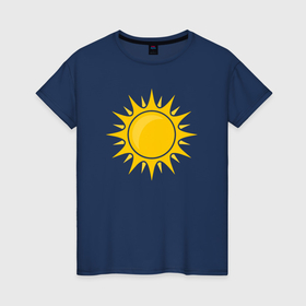 Женская футболка хлопок с принтом Яркое солнышко в Курске, 100% хлопок | прямой крой, круглый вырез горловины, длина до линии бедер, слегка спущенное плечо | 