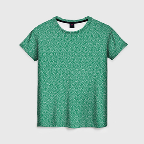 Женская футболка 3D с принтом Бирюзово зелёный волнистый текстурированный в Белгороде, 100% полиэфир ( синтетическое хлопкоподобное полотно) | прямой крой, круглый вырез горловины, длина до линии бедер | 
