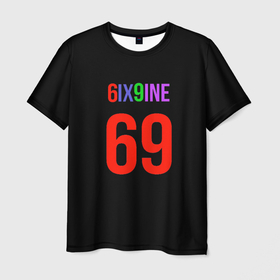 Мужская футболка 3D с принтом 6ix9ine logo в Екатеринбурге, 100% полиэфир | прямой крой, круглый вырез горловины, длина до линии бедер | 