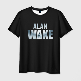 Мужская футболка 3D с принтом Алан Вейк лого в Курске, 100% полиэфир | прямой крой, круглый вырез горловины, длина до линии бедер | 