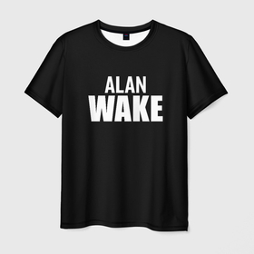 Мужская футболка 3D с принтом Alan Wake white logo в Белгороде, 100% полиэфир | прямой крой, круглый вырез горловины, длина до линии бедер | 