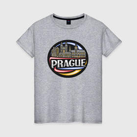Женская футболка хлопок с принтом Чехия Прага , 100% хлопок | прямой крой, круглый вырез горловины, длина до линии бедер, слегка спущенное плечо | 