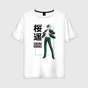 Женская футболка хлопок Oversize с принтом Ветролом   Харука Сакура в Санкт-Петербурге, 100% хлопок | свободный крой, круглый ворот, спущенный рукав, длина до линии бедер
 | 