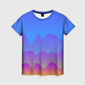 Женская футболка 3D с принтом Волнистые линии с эффектом в Екатеринбурге, 100% полиэфир ( синтетическое хлопкоподобное полотно) | прямой крой, круглый вырез горловины, длина до линии бедер | 