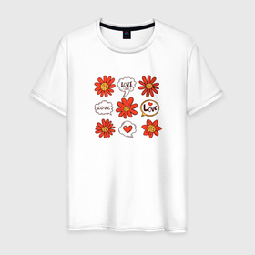 Мужская футболка хлопок с принтом floral doodles в Санкт-Петербурге, 100% хлопок | прямой крой, круглый вырез горловины, длина до линии бедер, слегка спущенное плечо. | 