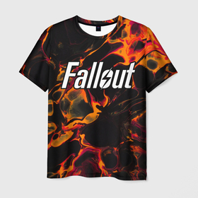 Мужская футболка 3D с принтом Fallout red lava в Курске, 100% полиэфир | прямой крой, круглый вырез горловины, длина до линии бедер | 
