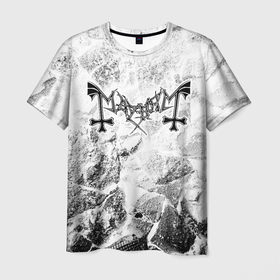 Мужская футболка 3D с принтом Mayhem white graphite в Петрозаводске, 100% полиэфир | прямой крой, круглый вырез горловины, длина до линии бедер | 