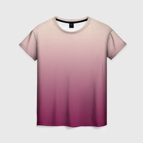Женская футболка 3D с принтом Градиент бежевый в пурпурный в Санкт-Петербурге, 100% полиэфир ( синтетическое хлопкоподобное полотно) | прямой крой, круглый вырез горловины, длина до линии бедер | 