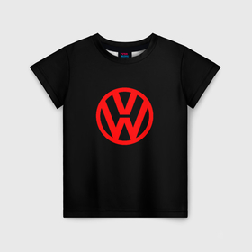 Детская футболка 3D с принтом Volkswagen red logo в Екатеринбурге, 100% гипоаллергенный полиэфир | прямой крой, круглый вырез горловины, длина до линии бедер, чуть спущенное плечо, ткань немного тянется | 