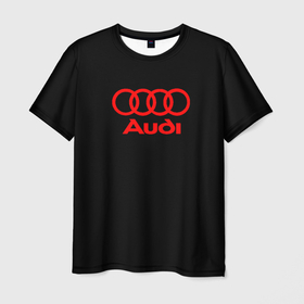 Мужская футболка 3D с принтом Audi red logo в Белгороде, 100% полиэфир | прямой крой, круглый вырез горловины, длина до линии бедер | Тематика изображения на принте: 