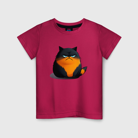 Детская футболка хлопок с принтом Сердитый толстый кот в Кировске, 100% хлопок | круглый вырез горловины, полуприлегающий силуэт, длина до линии бедер | 