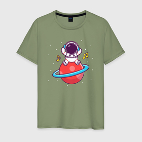 Мужская футболка хлопок с принтом Музыка на Сатурне , 100% хлопок | прямой крой, круглый вырез горловины, длина до линии бедер, слегка спущенное плечо. | 