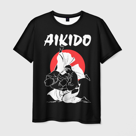Мужская футболка 3D с принтом Айкидо   бросок мастера в Белгороде, 100% полиэфир | прямой крой, круглый вырез горловины, длина до линии бедер | 