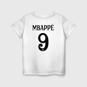 Детская футболка хлопок с принтом Килиан Мбаппе форма Реал Мадрид в Санкт-Петербурге, 100% хлопок | круглый вырез горловины, полуприлегающий силуэт, длина до линии бедер | 