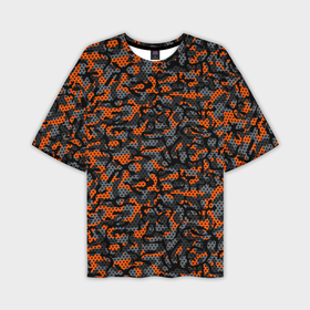 Мужская футболка oversize 3D с принтом Оранжевый камуфляж в Кировске,  |  | Тематика изображения на принте: 