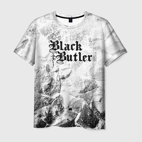 Мужская футболка 3D с принтом Black Butler white graphite в Новосибирске, 100% полиэфир | прямой крой, круглый вырез горловины, длина до линии бедер | 