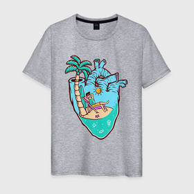 Мужская футболка хлопок с принтом Лето в сердце , 100% хлопок | прямой крой, круглый вырез горловины, длина до линии бедер, слегка спущенное плечо. | 