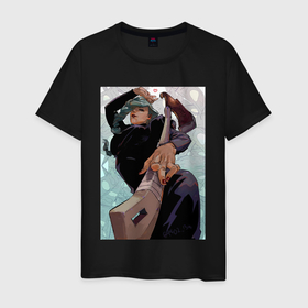 Мужская футболка хлопок с принтом Магическая битва Маки Дзэнин в Тюмени, 100% хлопок | прямой крой, круглый вырез горловины, длина до линии бедер, слегка спущенное плечо. | 