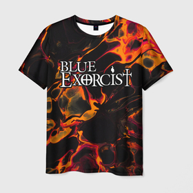 Мужская футболка 3D с принтом Blue Exorcist red lava в Белгороде, 100% полиэфир | прямой крой, круглый вырез горловины, длина до линии бедер | Тематика изображения на принте: 
