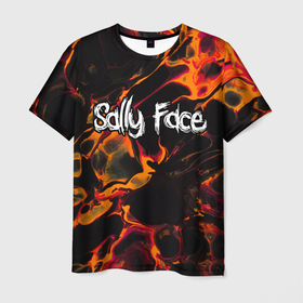 Мужская футболка 3D с принтом Sally Face red lava в Белгороде, 100% полиэфир | прямой крой, круглый вырез горловины, длина до линии бедер | Тематика изображения на принте: 