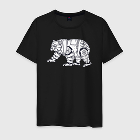 Мужская футболка хлопок с принтом Робот медведь в Белгороде, 100% хлопок | прямой крой, круглый вырез горловины, длина до линии бедер, слегка спущенное плечо. | Тематика изображения на принте: 