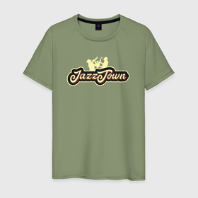 Мужская футболка хлопок с принтом Jazz town , 100% хлопок | прямой крой, круглый вырез горловины, длина до линии бедер, слегка спущенное плечо. | Тематика изображения на принте: 