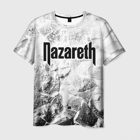 Мужская футболка 3D с принтом Nazareth white graphite в Петрозаводске, 100% полиэфир | прямой крой, круглый вырез горловины, длина до линии бедер | Тематика изображения на принте: 
