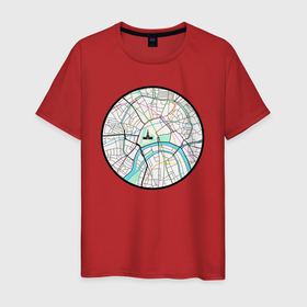 Мужская футболка хлопок с принтом Карта центра Москвы , 100% хлопок | прямой крой, круглый вырез горловины, длина до линии бедер, слегка спущенное плечо. | 