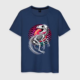 Мужская футболка хлопок с принтом Скелет динозавра в Курске, 100% хлопок | прямой крой, круглый вырез горловины, длина до линии бедер, слегка спущенное плечо. | 