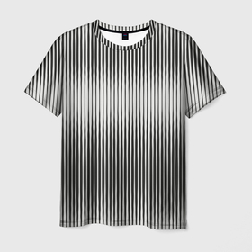 Мужская футболка 3D с принтом Серые вертикальные линии в Тюмени, 100% полиэфир | прямой крой, круглый вырез горловины, длина до линии бедер | 