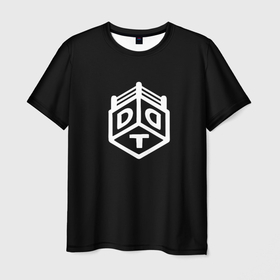 Мужская футболка 3D с принтом ДДТ лого белое лого в Рязани, 100% полиэфир | прямой крой, круглый вырез горловины, длина до линии бедер | 