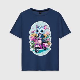 Женская футболка хлопок Oversize с принтом Невиданная зверушка в Курске, 100% хлопок | свободный крой, круглый ворот, спущенный рукав, длина до линии бедер
 | 