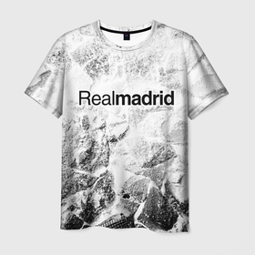 Мужская футболка 3D с принтом Real Madrid white graphite в Новосибирске, 100% полиэфир | прямой крой, круглый вырез горловины, длина до линии бедер | 