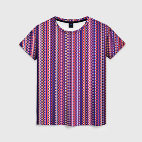Женская футболка 3D с принтом Сиреневый текстурированный квадратики в Курске, 100% полиэфир ( синтетическое хлопкоподобное полотно) | прямой крой, круглый вырез горловины, длина до линии бедер | 
