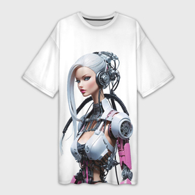 Платье-футболка 3D с принтом Cyber warrior Barbie   ai art fantasy в Кировске,  |  | 
