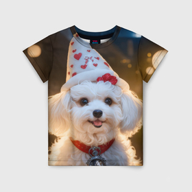 Детская футболка 3D с принтом Собака с медальоном в Курске, 100% гипоаллергенный полиэфир | прямой крой, круглый вырез горловины, длина до линии бедер, чуть спущенное плечо, ткань немного тянется | 