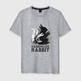 Мужская футболка хлопок с принтом Кролик ручной работы в Курске, 100% хлопок | прямой крой, круглый вырез горловины, длина до линии бедер, слегка спущенное плечо. | 