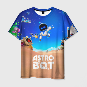Мужская футболка 3D с принтом Astro bot персонажи в Санкт-Петербурге, 100% полиэфир | прямой крой, круглый вырез горловины, длина до линии бедер | 