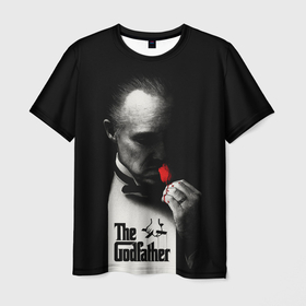 Мужская футболка 3D с принтом The Godfather   Don Vito в Екатеринбурге, 100% полиэфир | прямой крой, круглый вырез горловины, длина до линии бедер | 