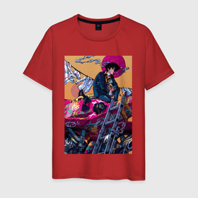 Мужская футболка хлопок с принтом Ковбой Бибоп Спайк Шпигель Красный дракон в Кировске, 100% хлопок | прямой крой, круглый вырез горловины, длина до линии бедер, слегка спущенное плечо. | 