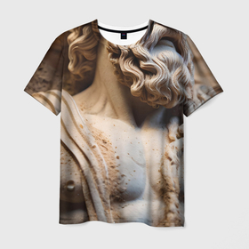 Мужская футболка 3D с принтом Скульптура греческого бога в Белгороде, 100% полиэфир | прямой крой, круглый вырез горловины, длина до линии бедер | 