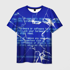 Мужская футболка 3D с принтом Синий экран смерти виндовс в Рязани, 100% полиэфир | прямой крой, круглый вырез горловины, длина до линии бедер | Тематика изображения на принте: 