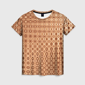 Женская футболка 3D с принтом Светлый коричневый абстрактный узор в Тюмени, 100% полиэфир ( синтетическое хлопкоподобное полотно) | прямой крой, круглый вырез горловины, длина до линии бедер | 
