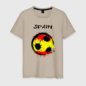 Мужская футболка хлопок с принтом Football Spain в Тюмени, 100% хлопок | прямой крой, круглый вырез горловины, длина до линии бедер, слегка спущенное плечо. | 